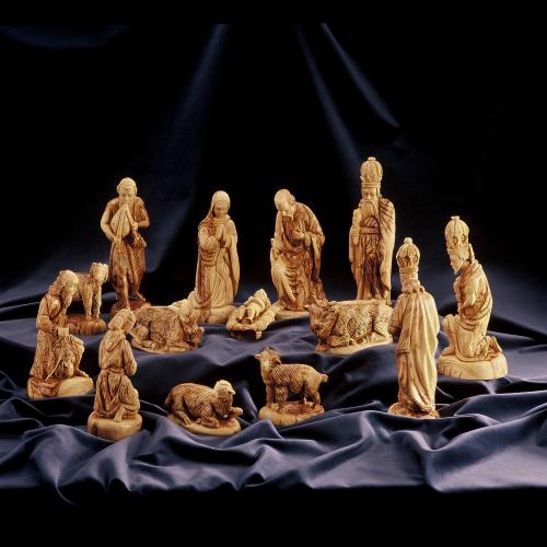 Krippenfiguren Bethlehem KLASSISCH. Höhe 23 cm. 14-teiliges Krippenspiel.
