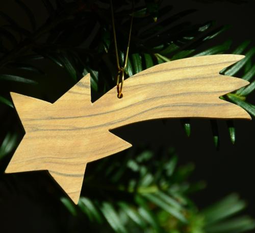 Baumschmuck KOMET aus OLIVENHOLZ. Bethlehemstern aus Holz. Weihnachtsbaumanhänger, Christbaumschmuck, Geschenkanhänger. Handarbeit aus Holz